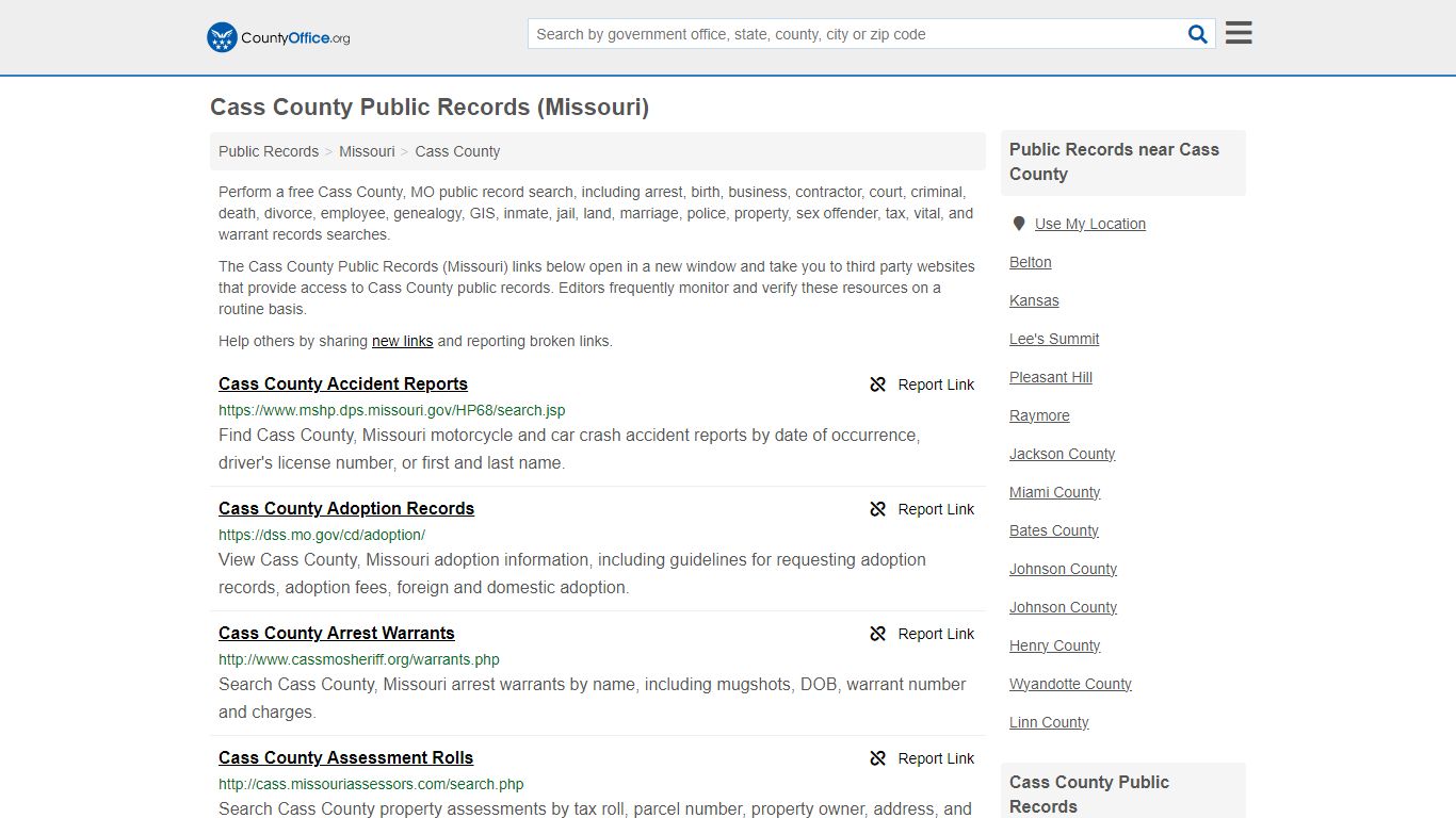 Cass County Public Records (Missouri) - County Office