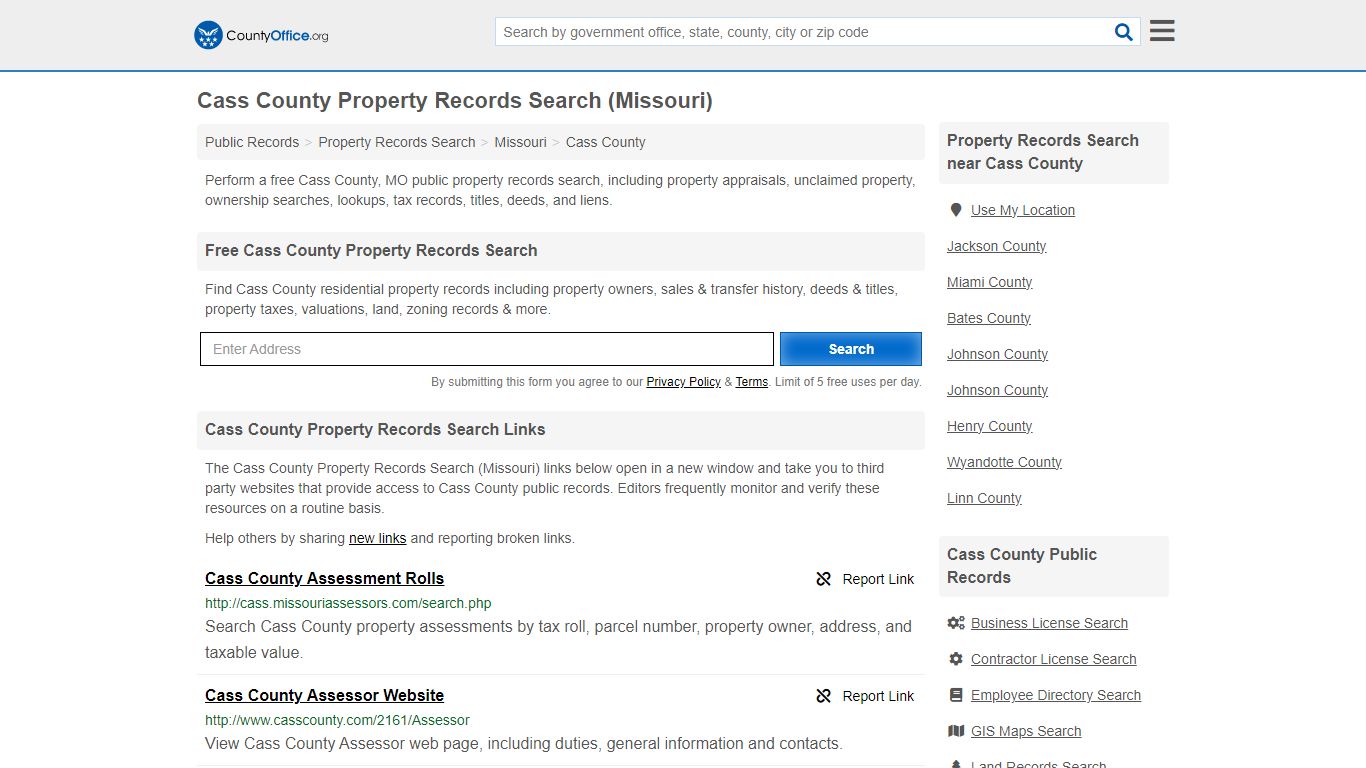 Cass County Property Records Search (Missouri) - County Office